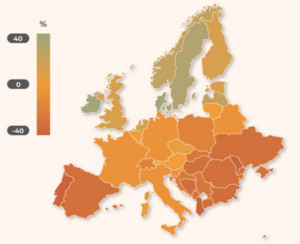 Change of precititation in Europe (1971-2026)