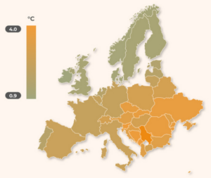 Change of summer temeratures in Europe (1971-2026)